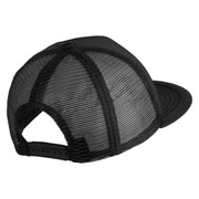Old English Black F Patched Flat Bill Trucker Snapback Cap - Black OSFM