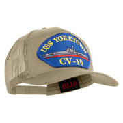 USS Yorktown CV 10 Blue Patched Solid Cotton Twill 5 panel Mesh Back Cap - Khaki OSFM