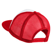 Old English Black F Patched Flat Bill Trucker Snapback Cap - White Red OSFM