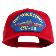 USS Yorktown CV 10 Blue Patched Solid Cotton Twill 5 panel Mesh Back Cap - Red OSFM