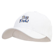 Big Fish Text Embroidered Stretch Heavy Weight Brushed Cotton Fitted Cap - White S-M