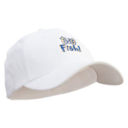 Big Fish Text Embroidered Stretch Heavy Weight Brushed Cotton Fitted Cap - White S-M