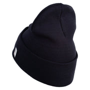 US Marine Corps Retired Logo Embroidered 12 Inch Solid Knit Cuff Long Beanie Made in USA - Navy OSFM