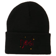 Noel with Stars Embroidered Long Beanie