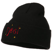 Noel with Stars Embroidered Long Beanie