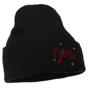 Noel with Stars Embroidered Long Beanie