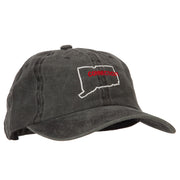 Connecticut with Map Outline Embroidered Washed Cotton Twill Cap