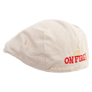 I'm On Fire Embroidered Men's Linen Ivy Cap - Khaki S-M