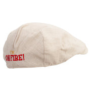 I'm On Fire Embroidered Men's Linen Ivy Cap - Khaki S-M