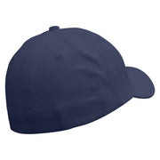 Big Fish Text Embroidered Stretch Heavy Weight Brushed Cotton Fitted Cap - Navy S-M