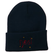 Noel with Stars Embroidered Long Beanie