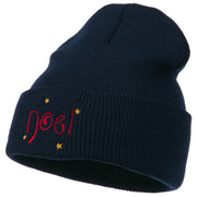 Noel with Stars Embroidered Long Beanie