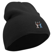 Dancing People Embroidered 8 inch Acrylic Short beanie - Black OSFM