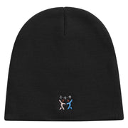 Dancing People Embroidered 8 inch Acrylic Short beanie - Black OSFM