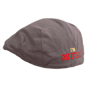 I'm On Fire Embroidered Men's Linen Ivy Cap - Charcoal S-M