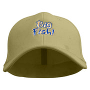 Big Fish Text Embroidered Stretch Heavy Weight Brushed Cotton Fitted Cap - Khaki S-M