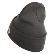 US Marine Corps Retired Logo Embroidered 12 Inch Solid Knit Cuff Long Beanie Made in USA - Charcoal OSFM