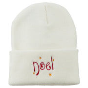 Noel with Stars Embroidered Long Beanie