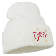 Noel with Stars Embroidered Long Beanie