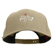 Lineal Dog and Cat Embroidered Solid Cotton Twill Prostyle Cap - Khaki OSFM