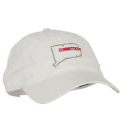 Connecticut with Map Outline Embroidered Washed Cotton Twill Cap