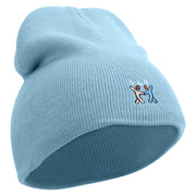 Dancing People Embroidered 8 inch Acrylic Short beanie - Lt-Blue OSFM