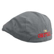 I'm On Fire Embroidered Men's Linen Ivy Cap - Slate S-M