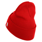 US Marine Corps Retired Logo Embroidered 12 Inch Solid Knit Cuff Long Beanie Made in USA - Red OSFM