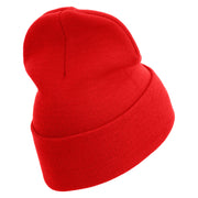 US Marine Corps Retired Logo Embroidered 12 Inch Solid Knit Cuff Long Beanie Made in USA - Red OSFM