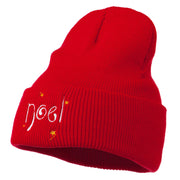 Noel with Stars Embroidered Long Beanie