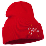 Noel with Stars Embroidered Long Beanie