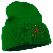 Noel with Stars Embroidered Long Beanie