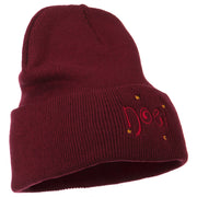 Noel with Stars Embroidered Long Beanie