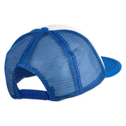 Old English Black V Patched Flat Bill Trucker Snapback Cap - White Royal OSFM
