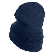 Pickleball Balls Embroidered Iron on Patched 12 Inch Long Knitted Beanie - Navy OSFM