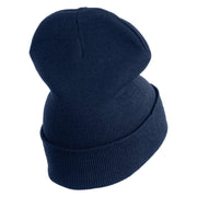 Pickleball Balls Embroidered Iron on Patched 12 Inch Long Knitted Beanie - Navy OSFM