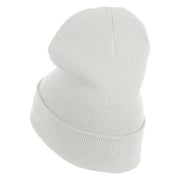 Pickleball Balls Embroidered Iron on Patched 12 Inch Long Knitted Beanie - White OSFM