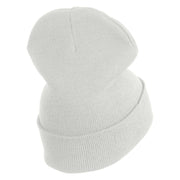 Pickleball Balls Embroidered Iron on Patched 12 Inch Long Knitted Beanie - White OSFM