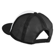 Old English Black V Patched Flat Bill Trucker Snapback Cap - White Black OSFM