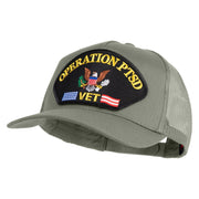 Operation PTSD Vet Patched Solid Cotton Twill 5 panel Mesh Back Cap - Grey OSFM