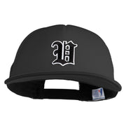 Old English Black V Patched Flat Bill Trucker Snapback Cap - Black OSFM