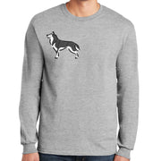 Black and White Husky Graphic Design Men's Big Size Ultra Cotton Long Sleeve T-Shirt - Ash XS