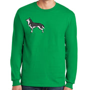 Black and White Husky Graphic Design Men's Big Size Ultra Cotton Long Sleeve T-Shirt - Irish-Green XS