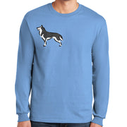 Black and White Husky Graphic Design Men's Big Size Ultra Cotton Long Sleeve T-Shirt - Carolina-Blue XS