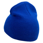 Fish All Day Embroidered 8 Inch Solid Knit Short Beanie Made in USA - Royal-Blue OSFM