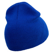 Fish All Day Embroidered 8 Inch Solid Knit Short Beanie Made in USA - Royal-Blue OSFM