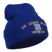 US Coast Guard Veteran Embroidered Long Beanie