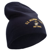 US Marine Corps Retired Symbol Embroidered 8 Inch Short Beanie Made in USA - Navy OSFM