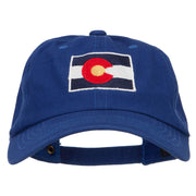 Colorado State Flag Map Embroidered Unstructured Washed Cap