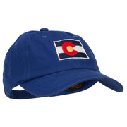 Colorado State Flag Map Embroidered Unstructured Washed Cap